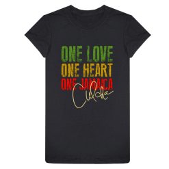Ladies 'One Love/Heart/Jamaica'Printed Jersey Tee