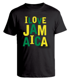 Kid's 'I Love Jamaica' black printed cotton t-shirt